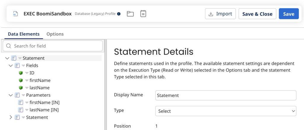 Boomi Database Legacy Profile